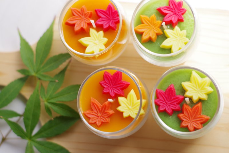 枫叶造型香氛蜡烛 (Forest & Orange Tea) ~献给秋夜长与赏枫时光~ - 蜡烛/烛台 - 蜡 橘色