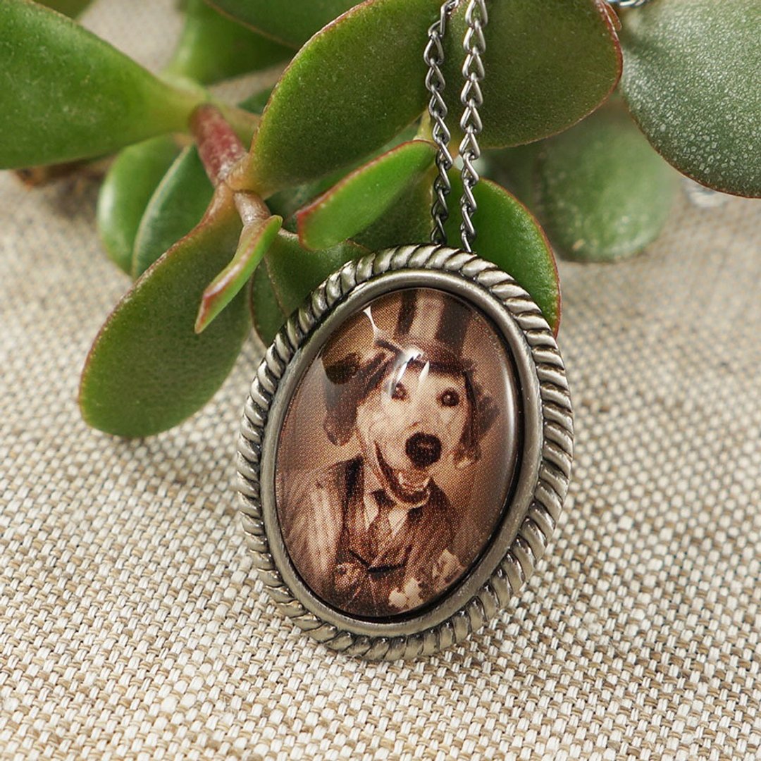 Brown Beige Dressed Dog Pin Brooch and Pendant Necklace 2 in 1 Woman Jewelry - 胸针 - 玻璃 咖啡色