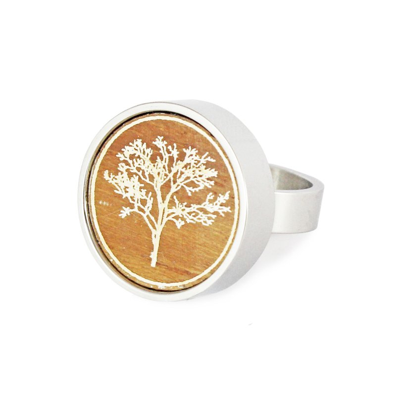 比比趣味严选系列-屹立不摇之白色阿树!不锈钢原木戒指 - 戒指 - 不锈钢 