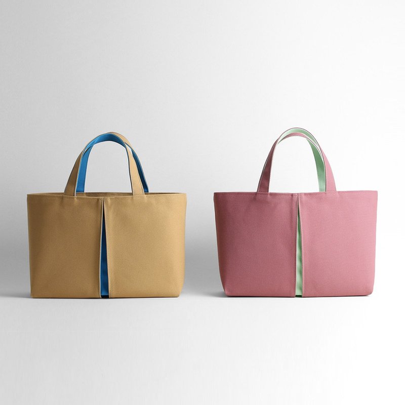 KOSHO ougi pleats 帆布托特包 YM 女款 男款 帆布 原创 日本制 京都 轻量 附内衬 附钩扣 - 手提包/手提袋 - 棉．麻 咖啡色