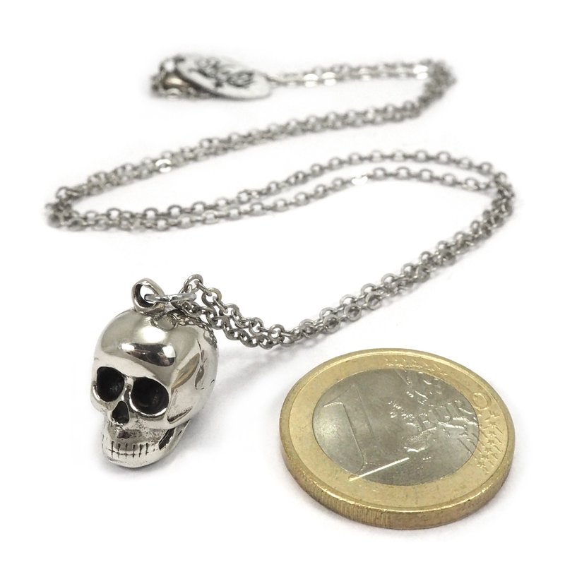 Tiny Skull Necklace in White Bronze. - 项链 - 其他金属 