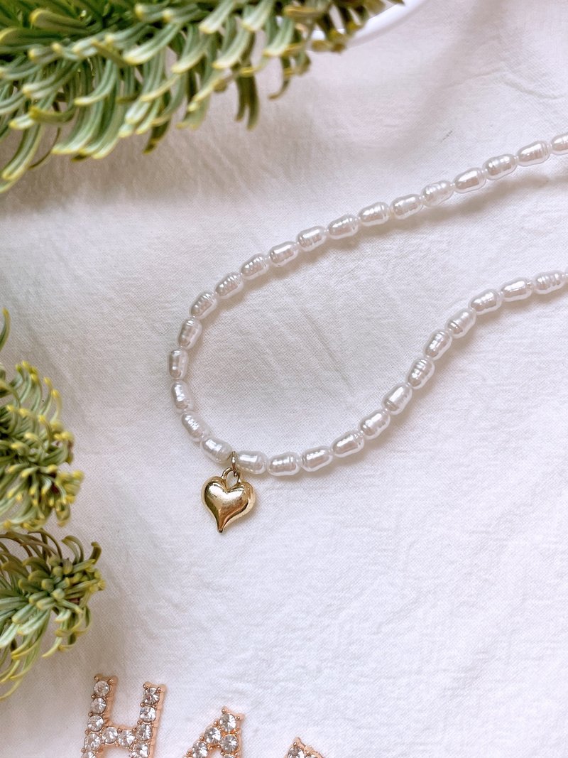 yitiart 爱心米粒珍珠项链 饰品 约会 生日 情人节 - 项链 - 其他材质 白色