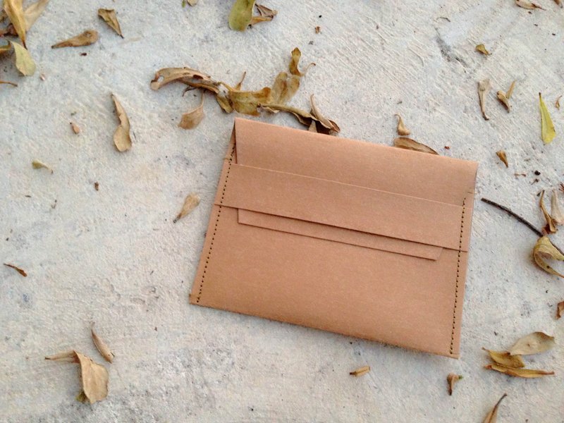 牛皮纸卡片夹，极简轻薄设计，4.5 x 3.5 英寸，手工制作 - 皮夹/钱包 - 纸 咖啡色