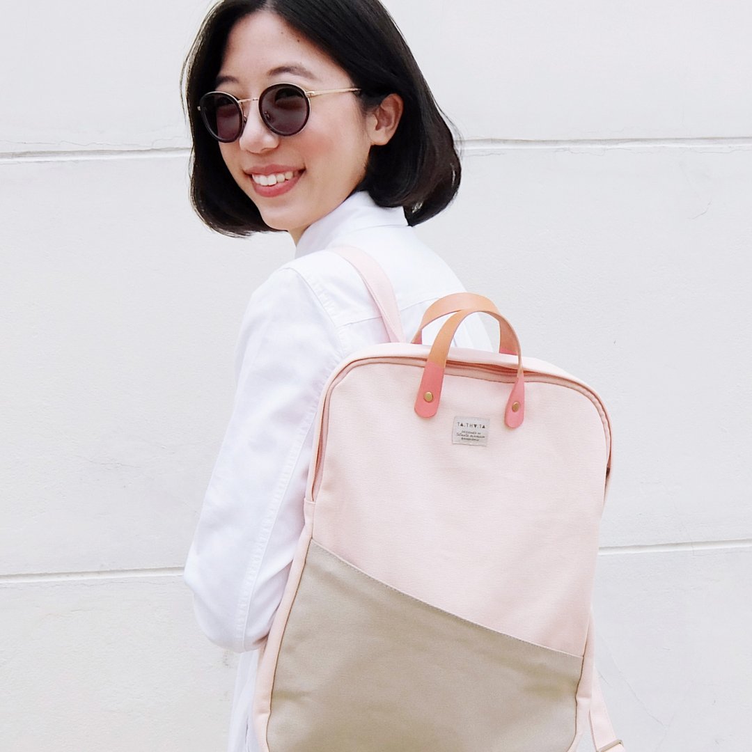 Pink girl backpack : 3 ways bag : backpack, sling bag, handbag - 后背包/双肩包 - 棉 粉红色