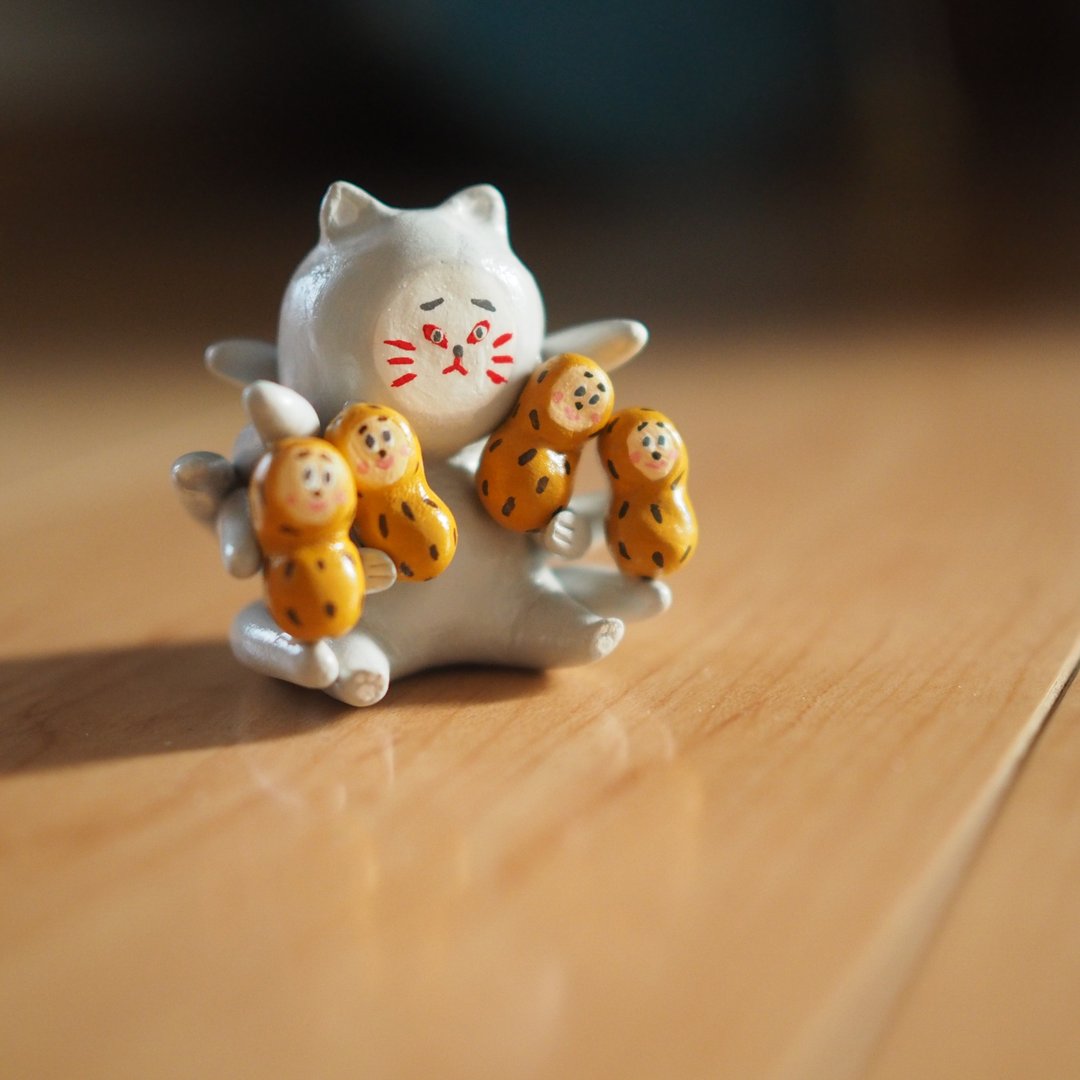 花生九尾猫 - 玩偶/公仔 - 粘土 灰色