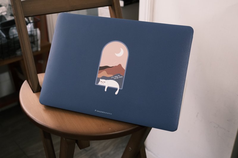 午夜蓝色 窗边的厌世猫 电脑壳 MACBOOK CASE - 平板/电脑保护壳 - 塑料 卡其色