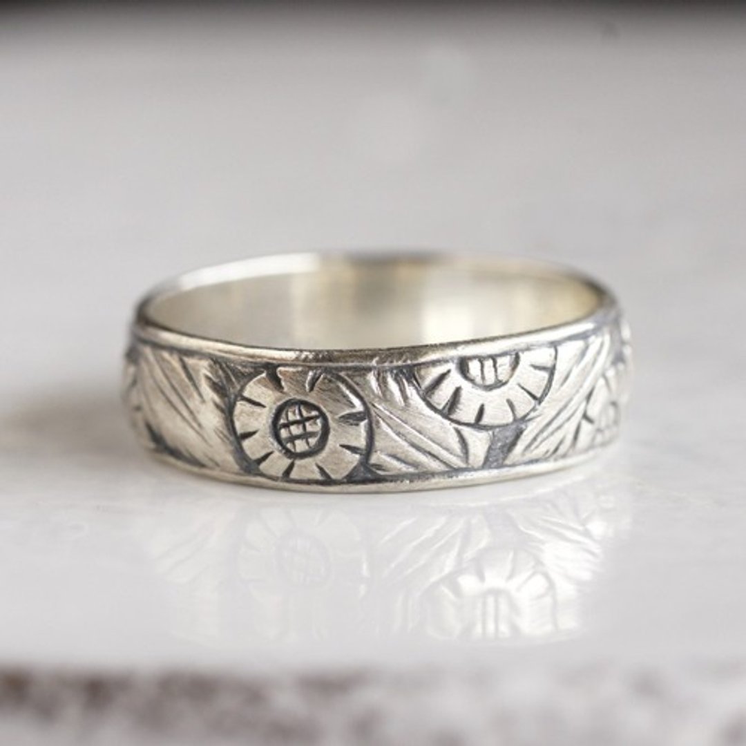 Sunflower ring  R067SV - 戒指 - 其他金属 银色