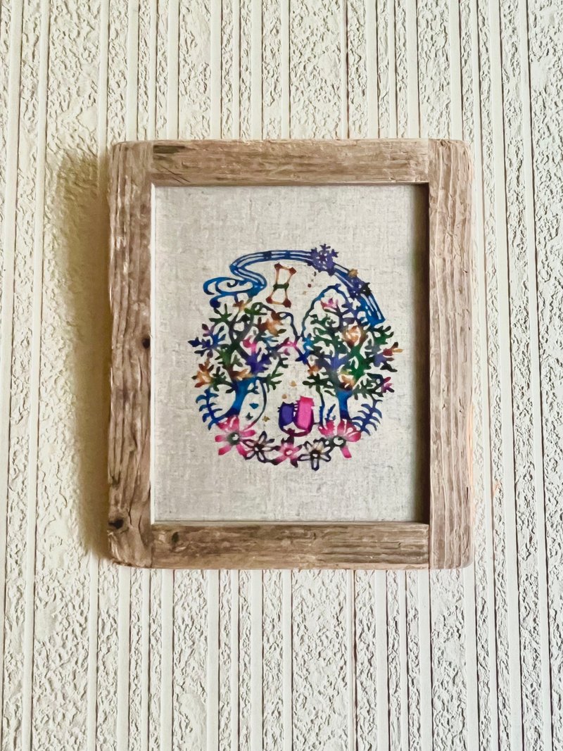 日本国内免费配送/手工染红型 / 从斜坡看到的猎户 - 其他 - 棉．麻 卡其色