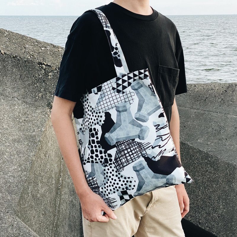 【锦源兴】消波块提袋 l 托特包 购物袋 帆布袋 大容量 A4 印花 - 手提包/手提袋 - 聚酯纤维 多色