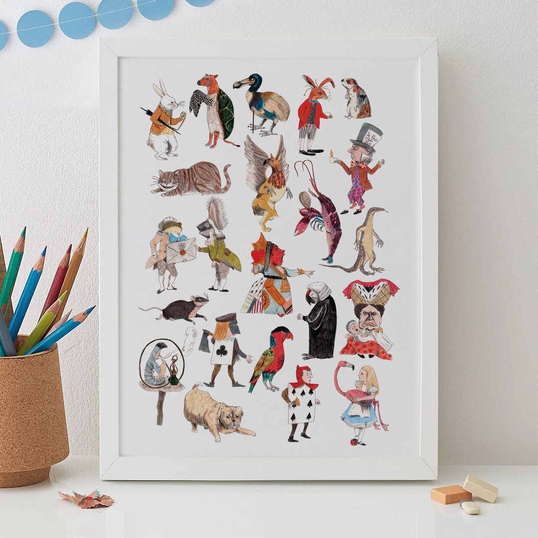 ALICE IN WONDERLAND CHARACTERS PRINT - 海报/装饰画/版画 - 纸 多色