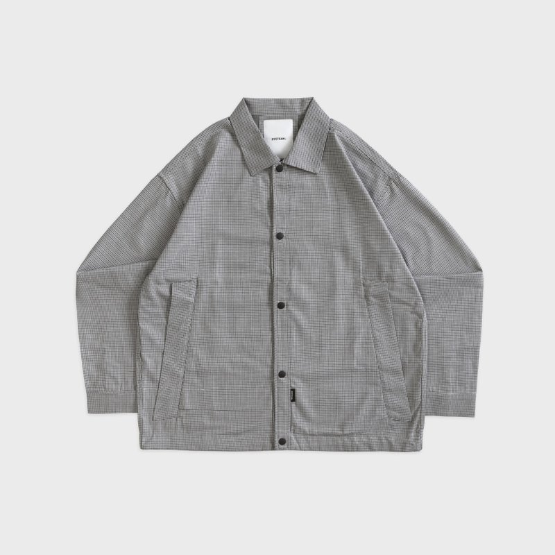 DYCTEAM - 日常系列 千鸟纹_宽松衬衫抽绳外套 - 男装外套 - 其他材质 咖啡色