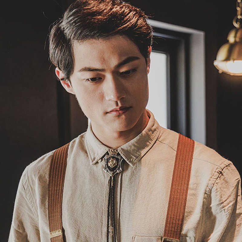 十二生肖 老虎 王者荣耀 保罗领带 Bolo Tie 真皮皮绳 皮革项链 - 领带/领带夹 - 人造皮革 银色