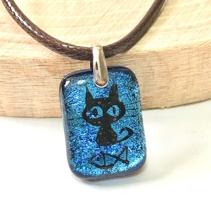 银蓝色珠宝琉璃项链－猫咪开饭啰 - 项链 - 玻璃 蓝色