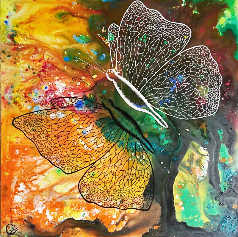 蝴蝶绘画－你和我 - 海报/装饰画/版画 - 棉．麻 多色