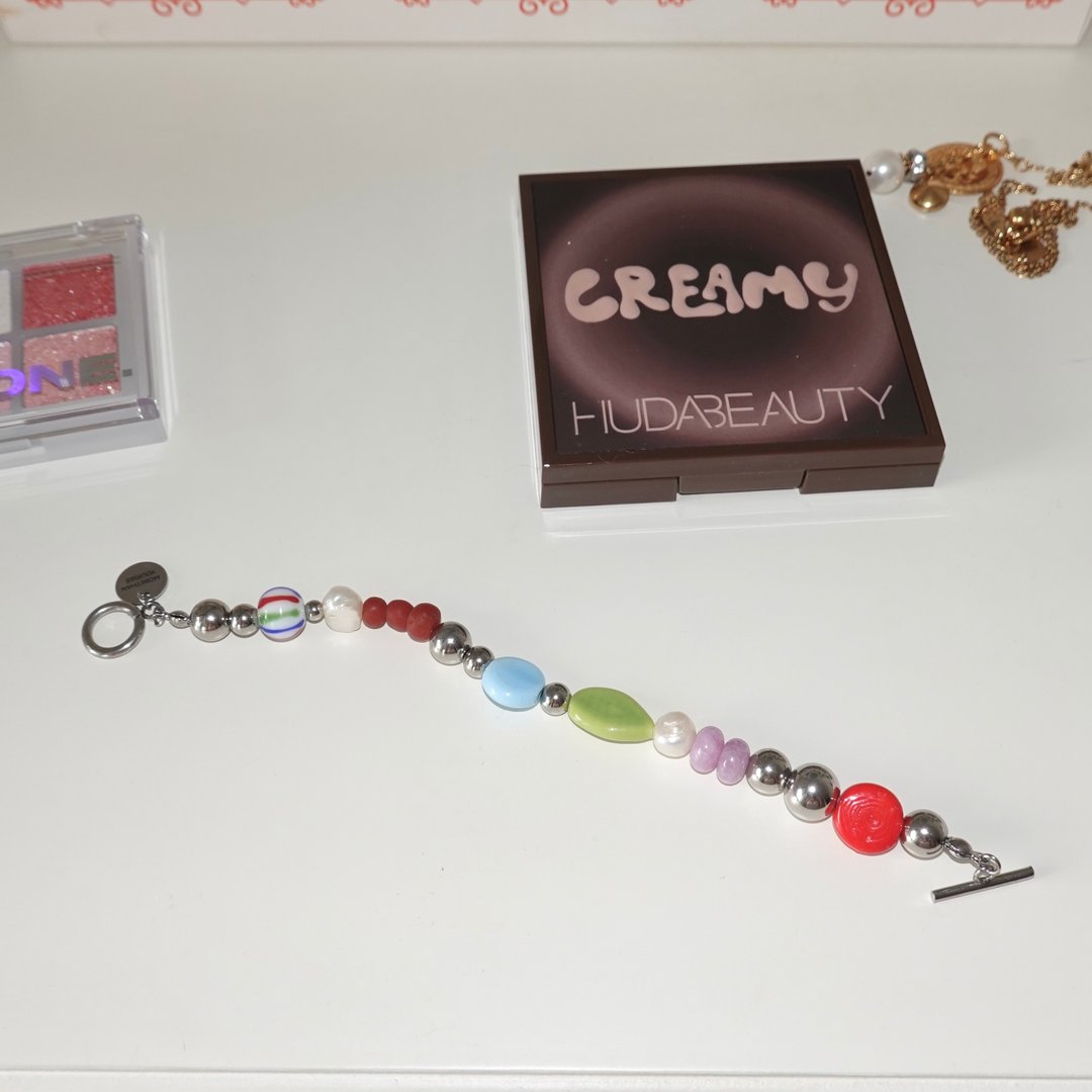 3 Shape Bracelet 手工制作的穆拉诺玻璃、珍珠手链 - 手链/手环 - 玻璃 银色
