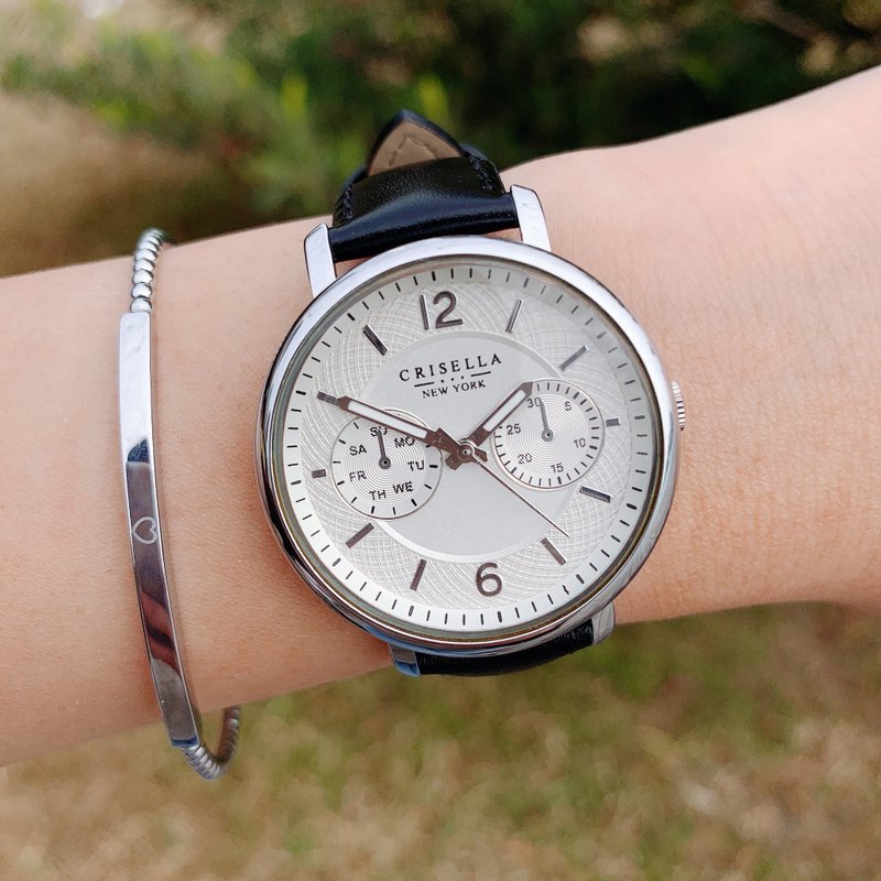 简约大表盘真皮石英手表 - 女表 - 其他金属 多色