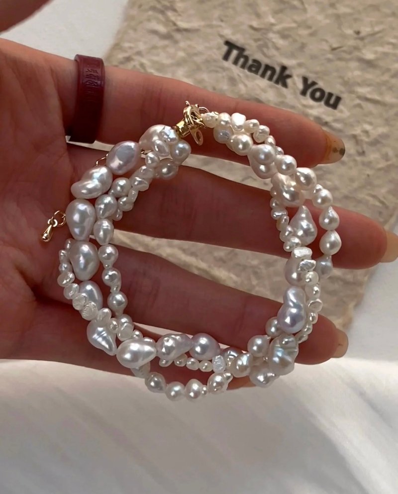 YuanPearl天然巴洛克三层叠戴珍珠设计款手链 - 手链/手环 - 珍珠 
