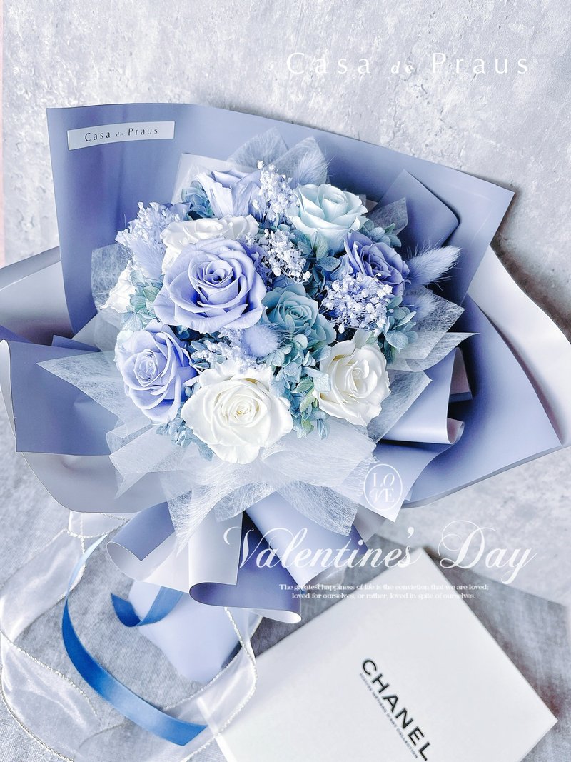 朦胧柔美雾蓝永生花花束 - 干燥花/捧花 - 植物．花 蓝色