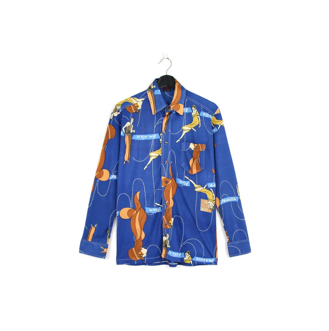 Back to Green- 长袖花衬衫 女伶 /vintage shirts - 男装衬衫 - 聚酯纤维 