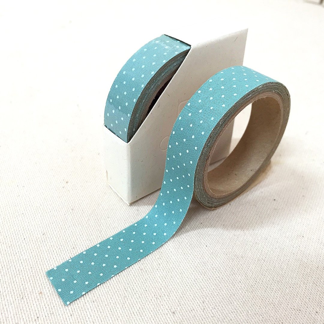 出清品-布胶带-春季点点【优雅蓝绿小点】OPP包装 - 纸胶带 - 棉 蓝色