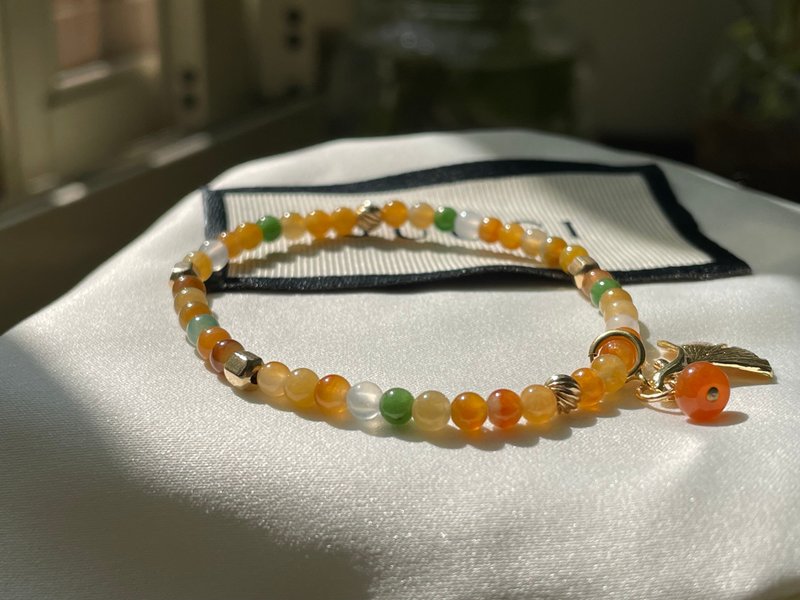 银杏//天然翡翠A货 红翡 黄翡 白翡 绿翠 美国14KGF配饰 手环 - 手链/手环 - 玉石 