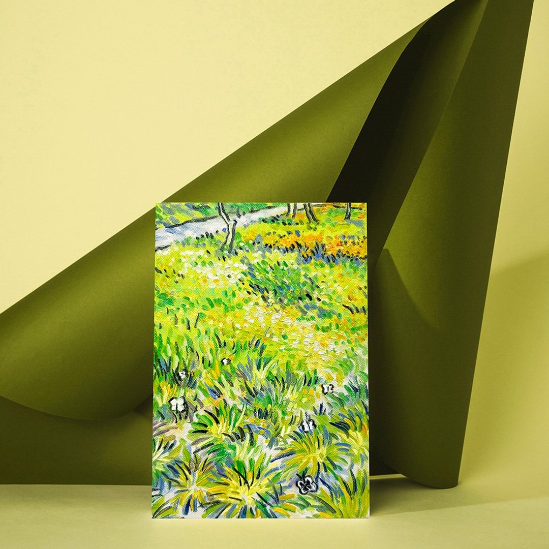 【体验】台中油画体验课程/梵谷 - 长草地与蝴蝶/台中画室/名画 - 插画/绘画/写字 - 棉 