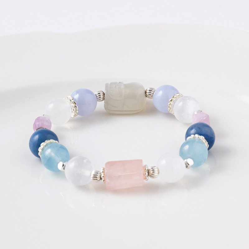 (纾压+人缘) 貔貅水晶手链 - 手链/手环 - 水晶 蓝色