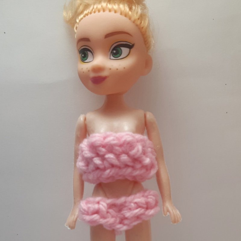Pink Crochet Doll Costume, small, cute, suitable as a gift or collectible - 玩偶/公仔 - 其他材质 粉红色