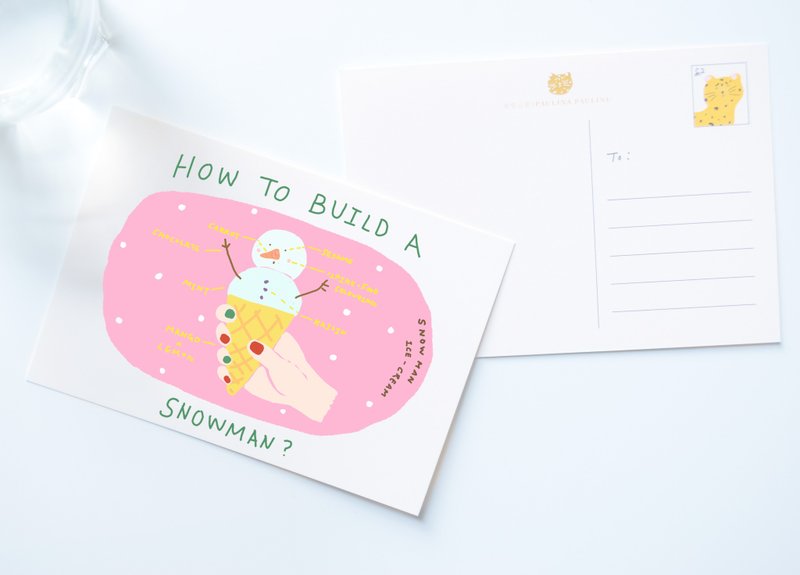 雪人 冰淇淋 圣诞卡 明信片／三送一 - 卡片/明信片 - 纸 多色