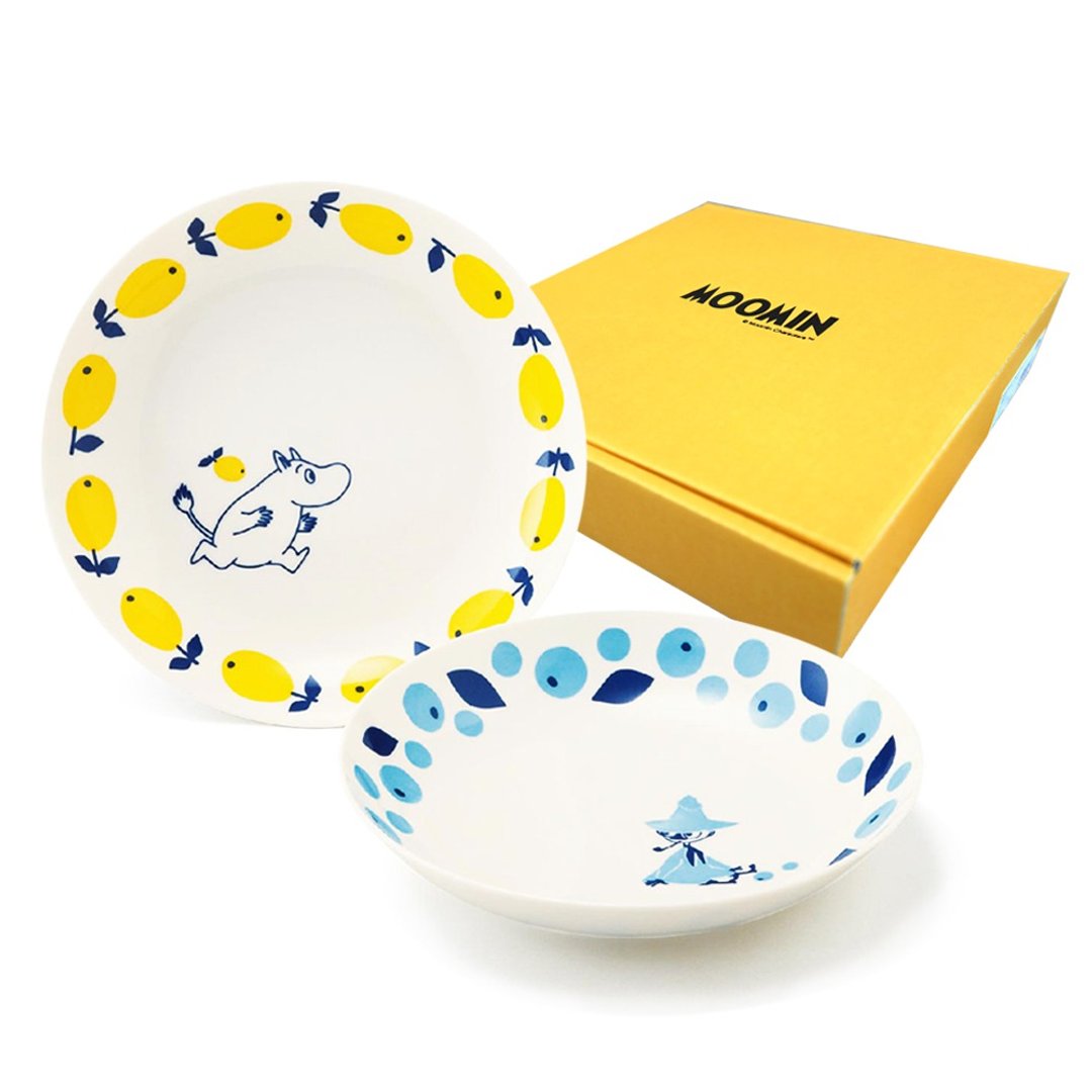 【日本山加yamaka】噜噜米彩绘陶瓷深盘礼盒2入组 (MM0313-139) - 盘子/餐盘/盘架 - 瓷 白色