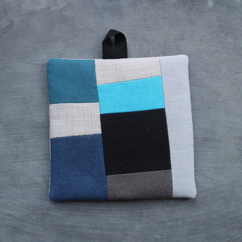 拼布杯垫 185 - 杯垫 - 棉．麻 蓝色