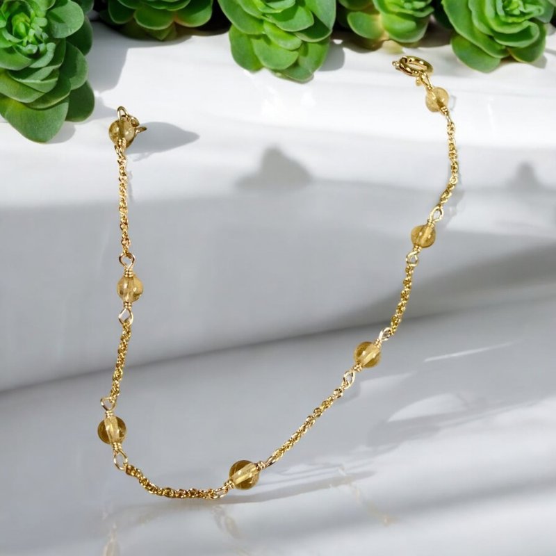 Soli【11月诞生石】黄水晶手链 / 14KGF / 天然石 - 手链/手环 - 宝石 黄色