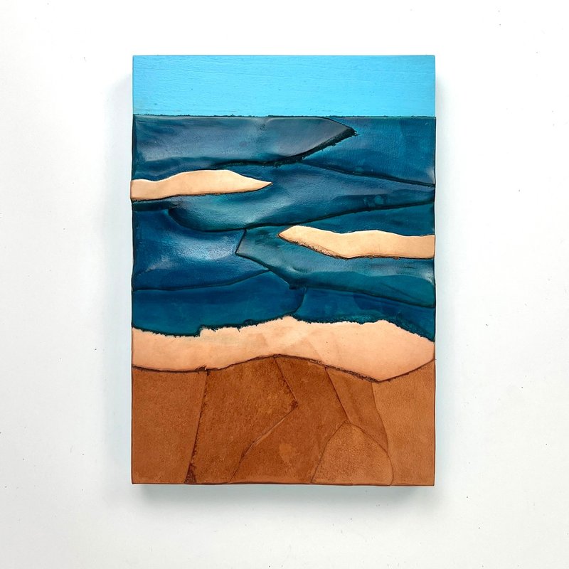 皮革拼贴艺术 / 波浪 - 海报/装饰画/版画 - 木头 蓝色