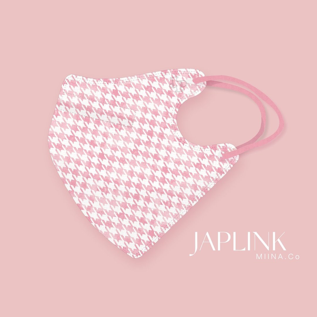 【标准】JAPLINK HEPA 高科技水驻极 立体医疗口罩- 淡粉千鸟 - 口罩 - 聚酯纤维 粉红色