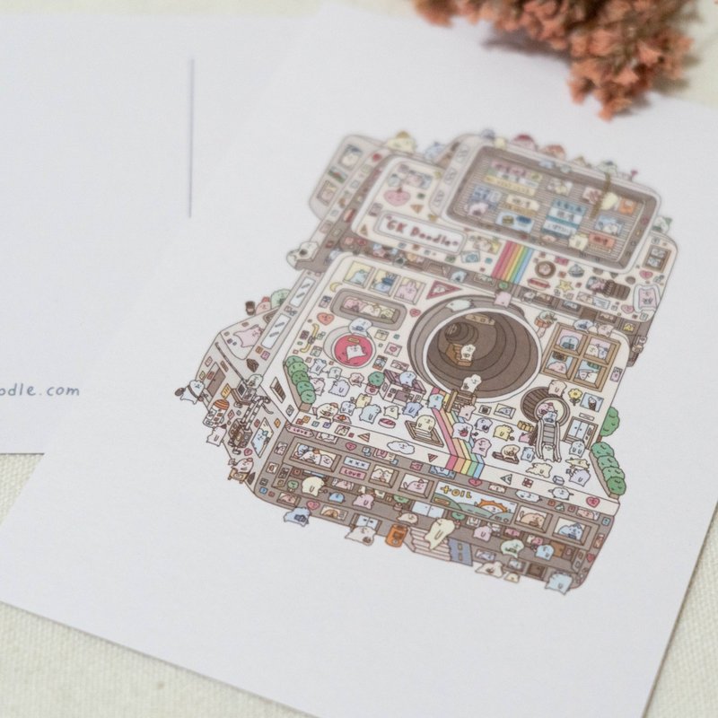 宝丽莱相机插画明信片 - 卡片/明信片 - 纸 多色