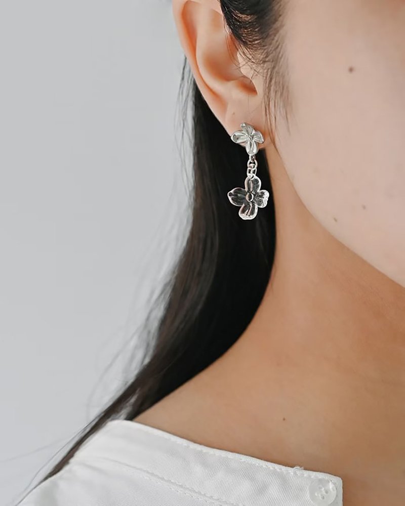 Hario手工玻璃耳环 - Hanataba 花束 (HANS-HT-P-TI) - 耳环/耳夹 - 玻璃 透明