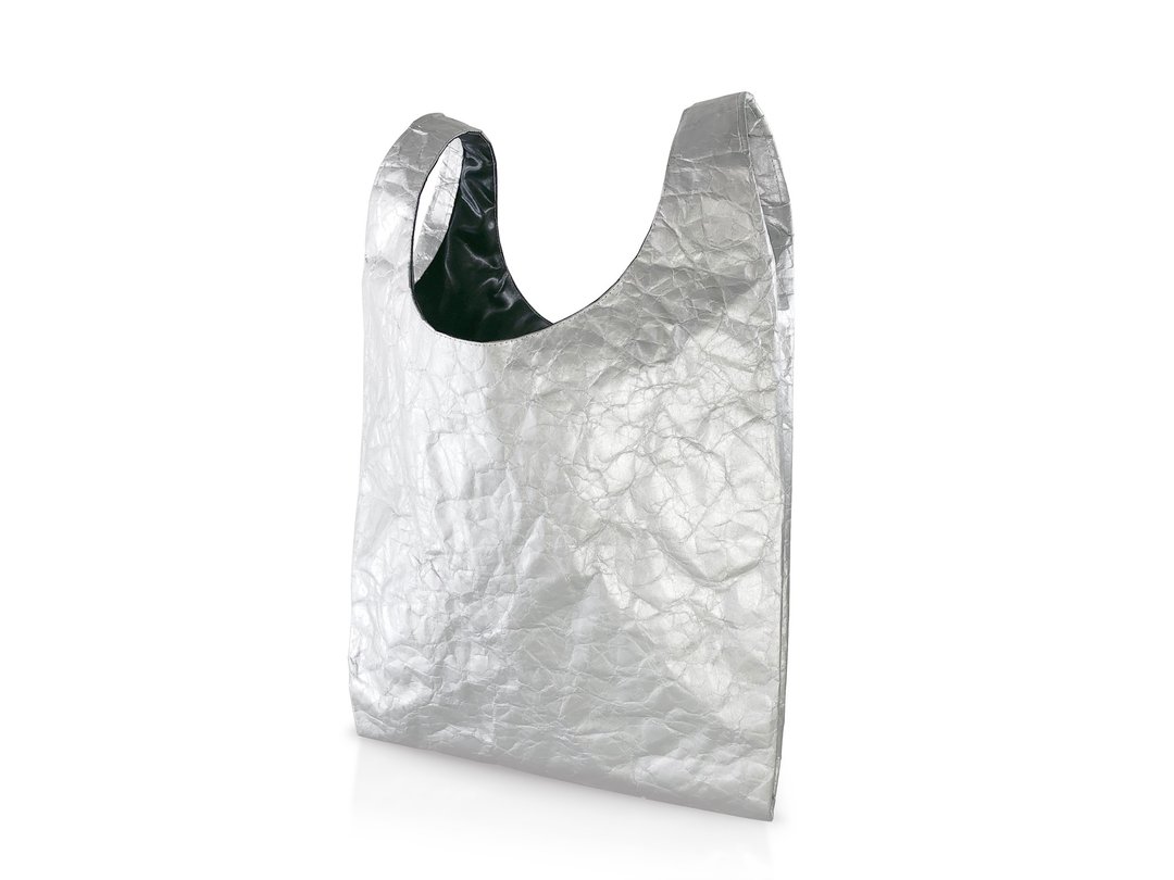 Wrinkled cash register bag (silver)-Made by DuPont Tyvek- - 手提包/手提袋 - 防水材质 银色