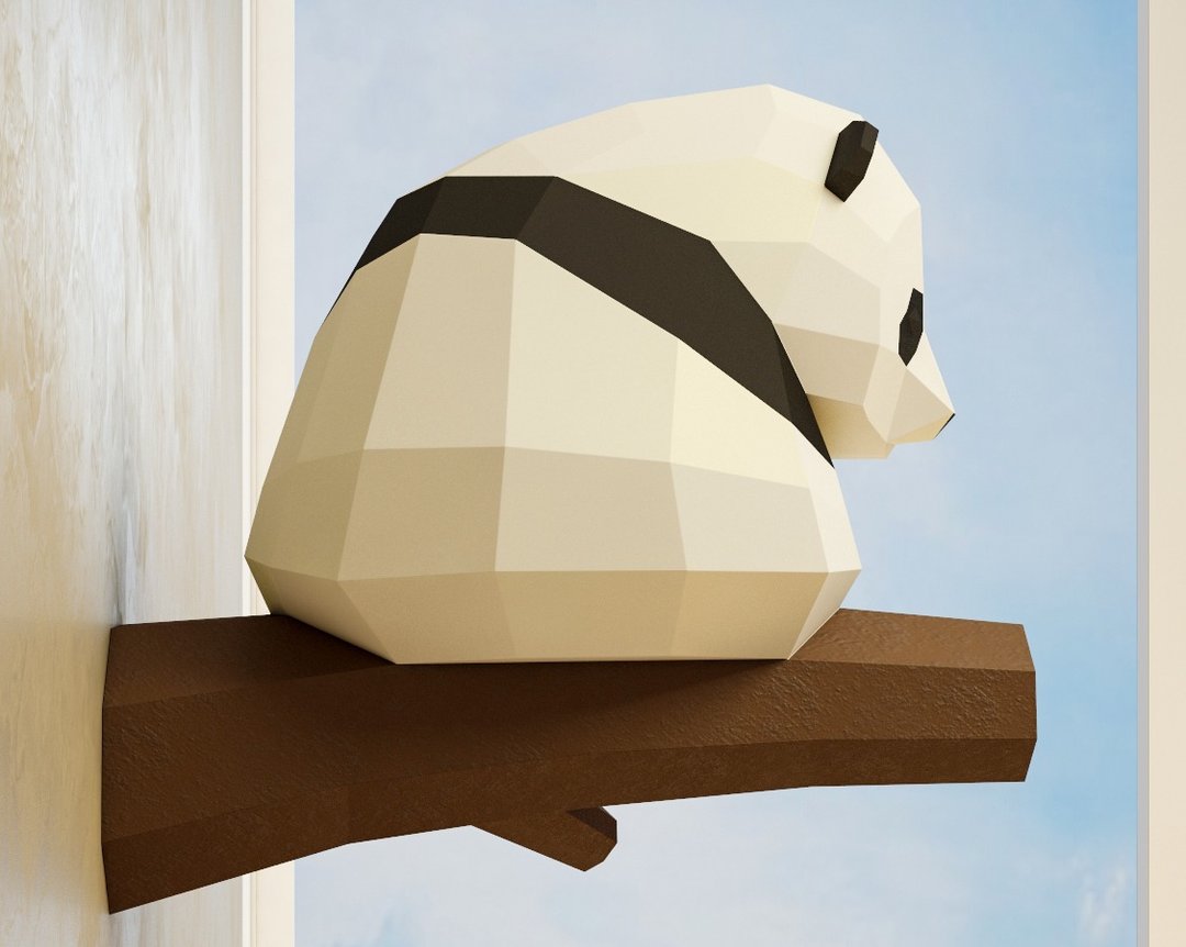 Papercraft Little Panda, DIY Paper craft, 3D template PDF kit (Digital template) - 手工艺教程/工具书 - 其他材质 