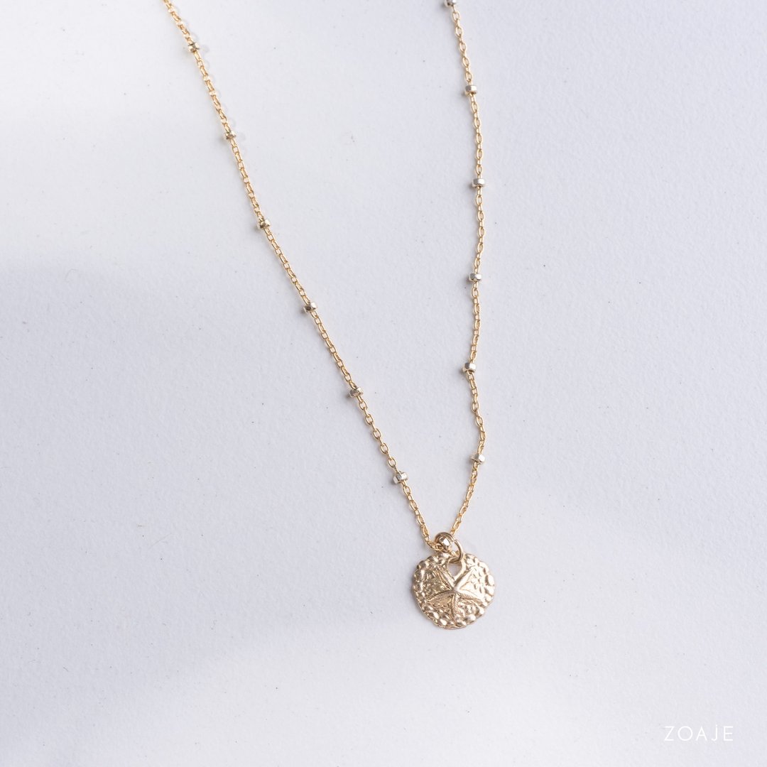 Zoaje PERU 项链吊坠 14k注金包金 海星浮雕 925银 手工首饰 极简 - 项链 - 贵金属 金色
