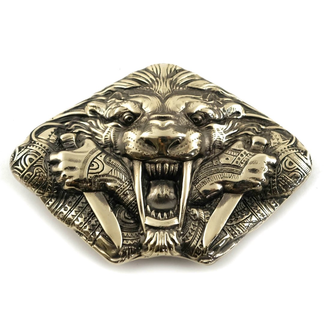 Angry Tiger soild german silver belt buckle, nickel silver belt accessory - 皮带/腰带 - 其他材质 银色