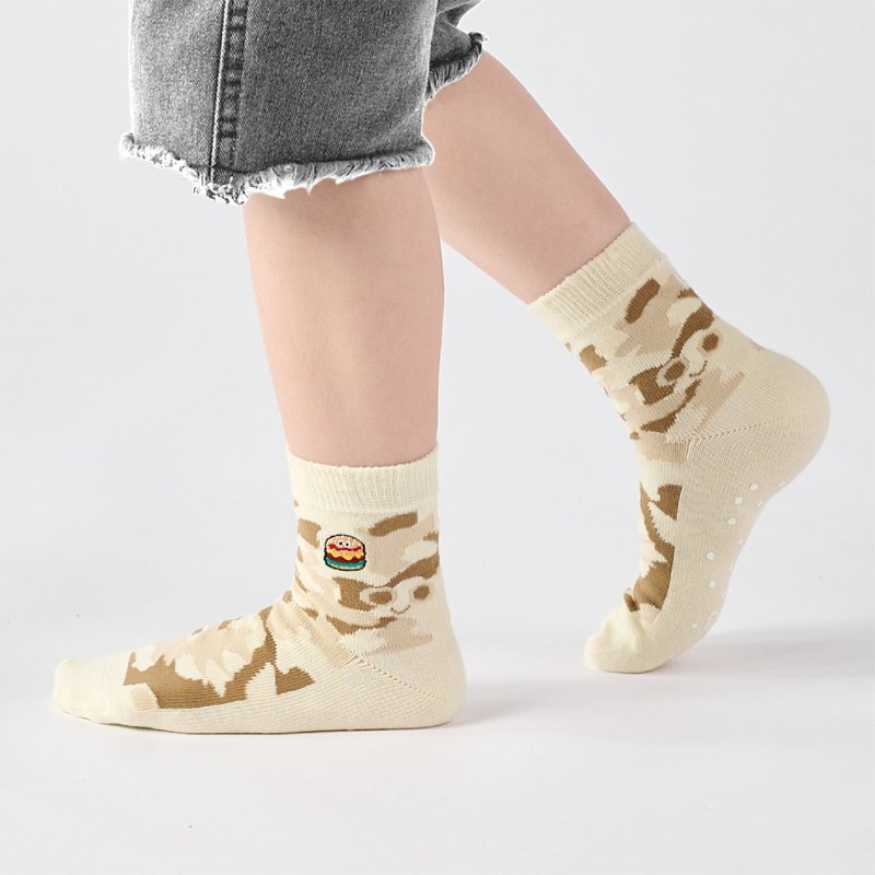 联名Crazygogo_登山笔记 中筒童袜 - 米(1y-9y) - 袜子 - 棉．麻 白色