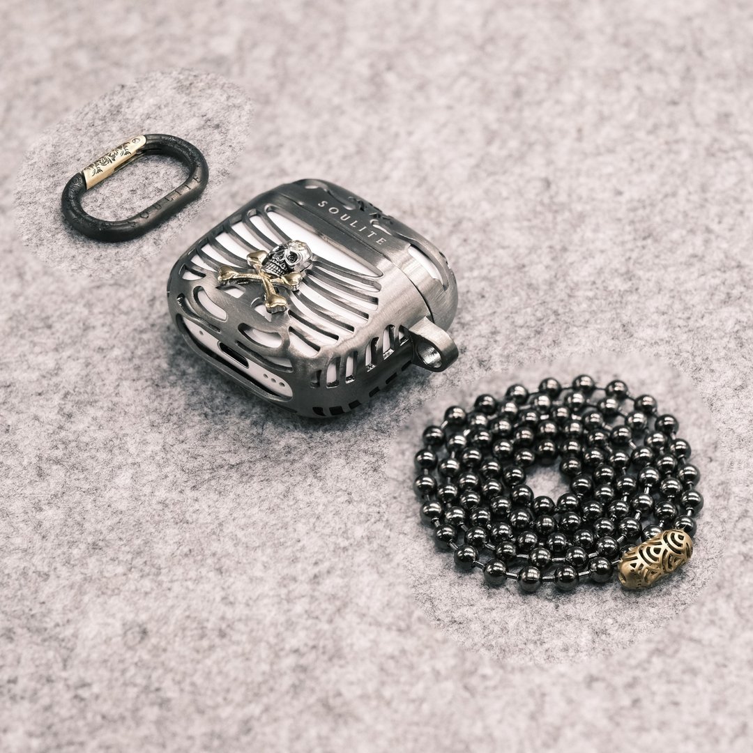 SOULITE Skull Vibes Black AirPods 4 耳机壳 - 其他 - 不锈钢 粉红色