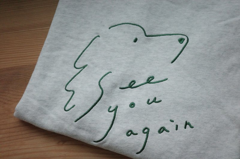 See you again 腊肠狗双面刺绣大学T - 中性连帽卫衣/T 恤 - 棉．麻 灰色