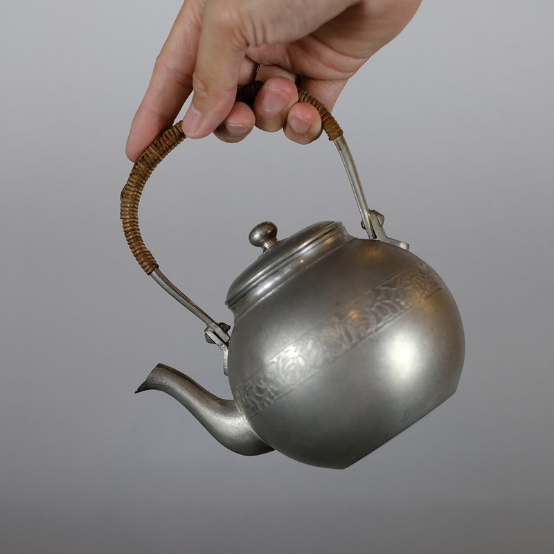 【日本古美术】锡壶 萨摩锡器 汤沸 煮水壶 - 茶具/茶杯 - 其他金属 