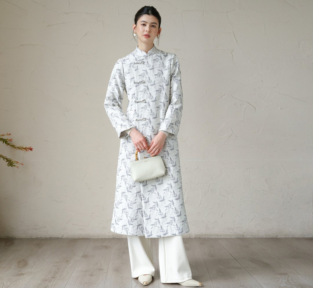 【禅意印花】新中式复古中国风 气质斜襟外套/裤子 - 女装休闲/机能外套 - 其他材质 灰色