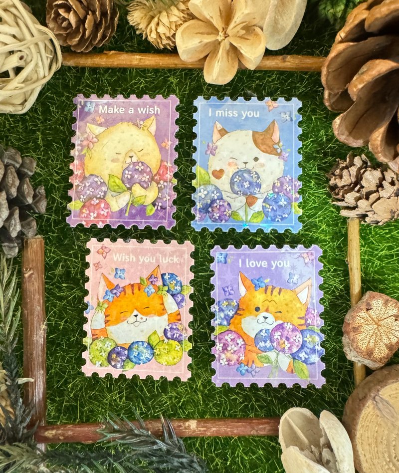 Mr.307 小七先生 _绣球花邮票造型防水贴纸套组 - 贴纸 - 纸 