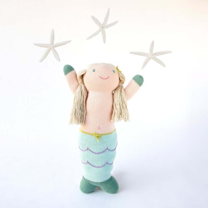 美国Blabla Kids纯棉针织娃娃(小只)- 水蓝美人鱼 - 玩具/玩偶 - 棉．麻 蓝色