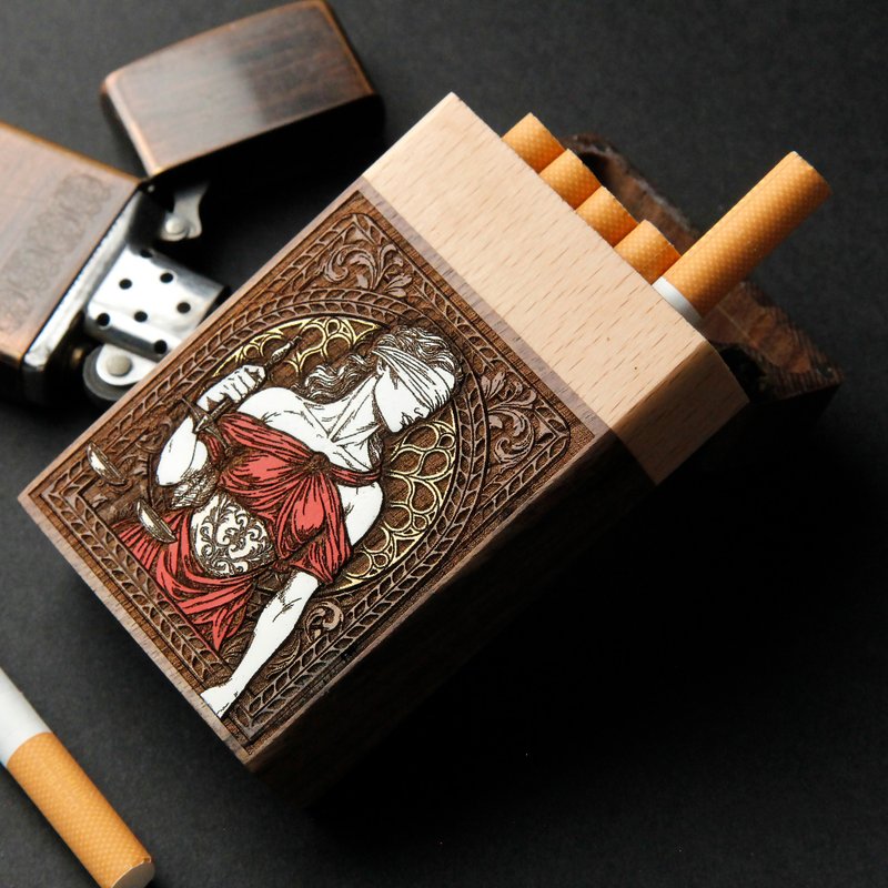 正义烟盒雷射雕刻+手绘 - 其他 - 木头 咖啡色