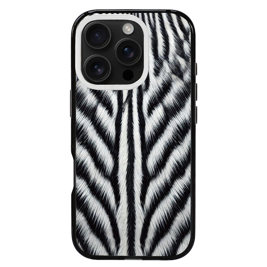 仿真动物系－斑马纹 透黑框 iPhone 16 15 14 13 Pro Max - 手机壳/手机套 - 环保材料 黑色