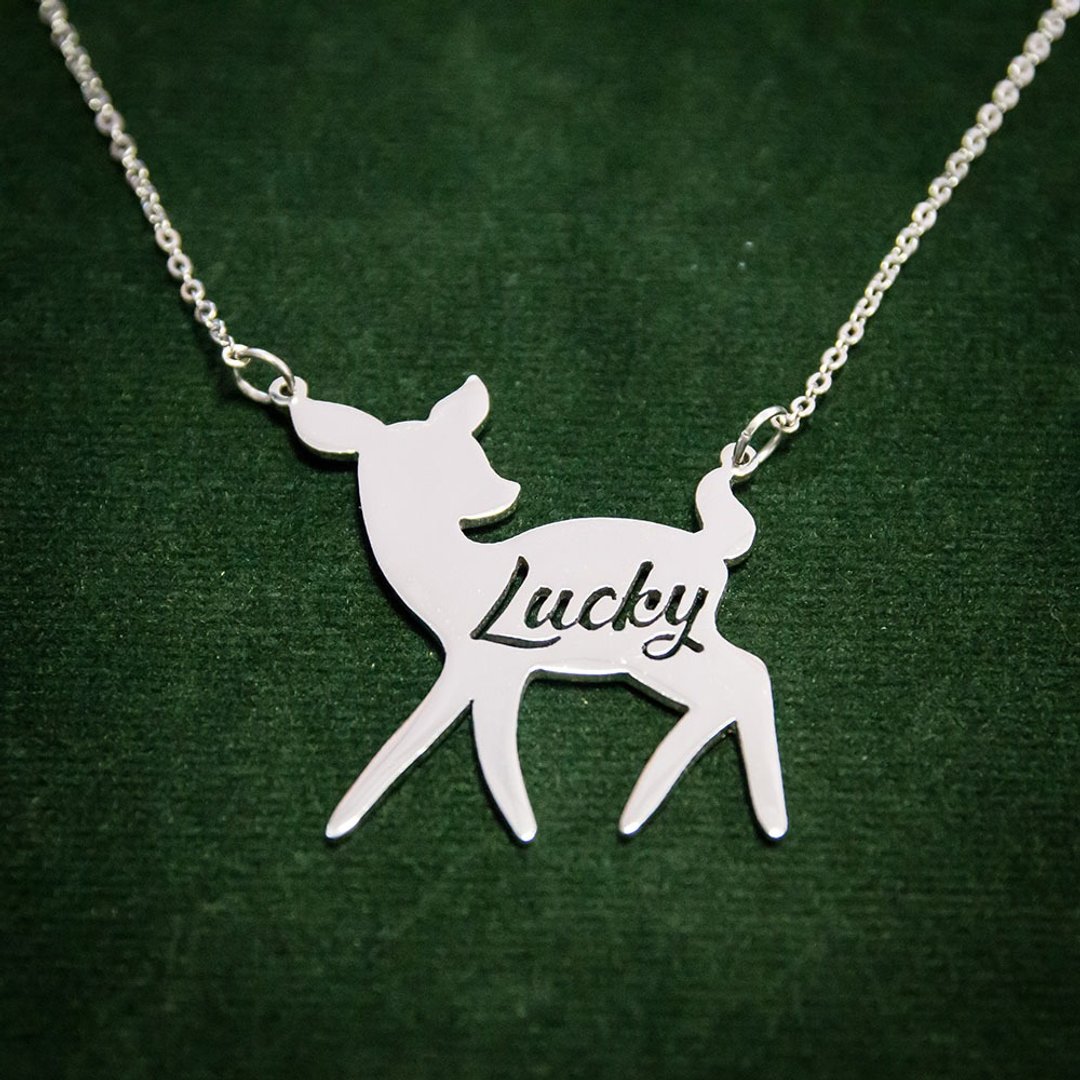Custom name necklace in little bambi - 项链 - 铜/黄铜 银色
